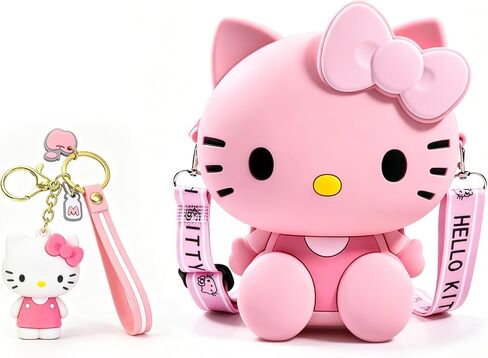 2Pcs Kawaii Pink Crossbody Bags, Cartoon Crossbody Purse, Cute Soft Silicone Coin Purse with Adjustable Shoulder Strap (Large) in Saudi Arabia