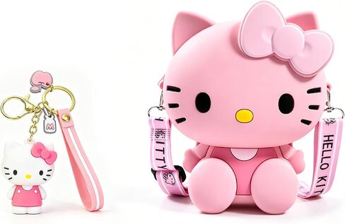 2Pcs Kawaii Pink Crossbody Bags, Cartoon Crossbody Purse, Cute Soft Silicone Coin Purse with Adjustable Shoulder Strap (Large) in Saudi Arabia