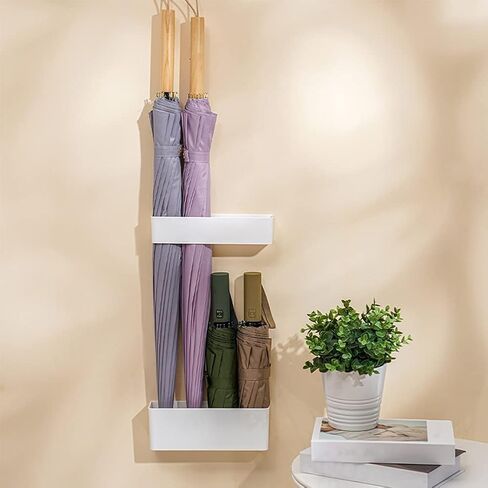 Umbrella Stand Rack, Umbrella Holder For Entryway, Height Adjustment Space Saving Storage Organizer With Drip Tray for Hotel Hallway Home Office, No Drilling(COLOR:White) in Saudi Arabia