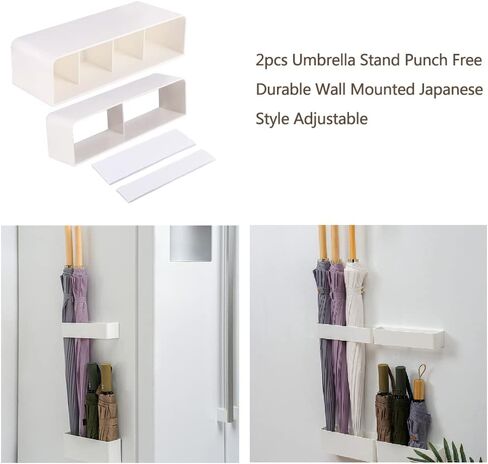 Umbrella Stand Rack, Umbrella Holder For Entryway, Height Adjustment Space Saving Storage Organizer With Drip Tray for Hotel Hallway Home Office, No Drilling(COLOR:White) in Saudi Arabia