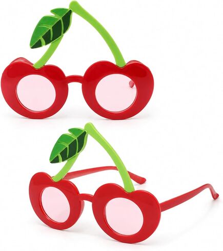 LOGOFUN 2PCS نظارات حزب الكرز مضحك الفاكهة على شكل النظارات الشمسية هاواي شاطئ لوا صور بوث الدعائم لفصل الصيف عطلة بركة عطلة زي خلع الملابس in Kuwait