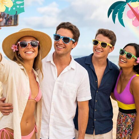 Hawaiian Flower Glasses Decorations Hawaiian Glasses for Tropical Beach Summer Pool Birthday Party Favor Supplies in Saudi Arabia