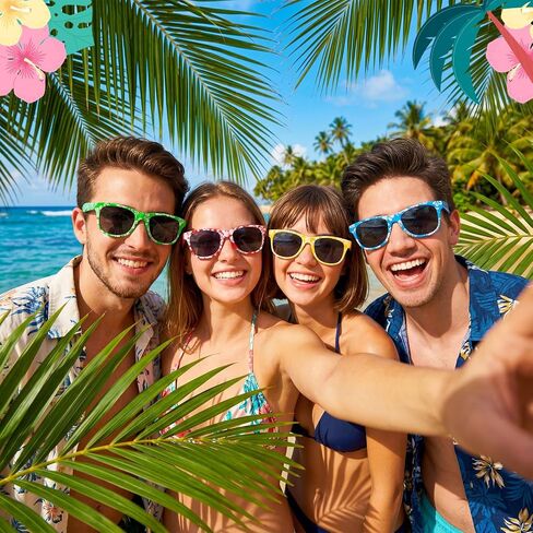 Hawaiian Flower Glasses Decorations Hawaiian Glasses for Tropical Beach Summer Pool Birthday Party Favor Supplies in Saudi Arabia