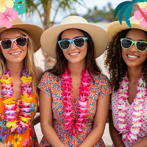 Hawaiian Flower Glasses Decorations Hawaiian Glasses for Tropical Beach Summer Pool Birthday Party Favor Supplies in Saudi Arabia