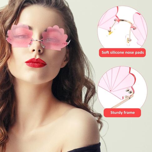 نظارات شمسية من Gatuida قطعتين من نظارات Seashell بدون إطار نظارات شمسية للحفلات دعائم أزياء Bueaty Mermaid نظارات للجنسين لكشك الصور in Kuwait