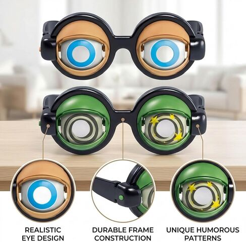 2 PCS Funny Glasses, Funny Glasses for Adults, Two Pairs of Novelty Eyewear for Parties and Costumes, Durable Plastic Frame with Clear Lenses, Lightweight Design for Extended Wear in Saudi Arabia