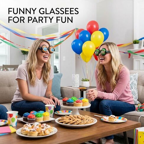 2 PCS Funny Glasses, Funny Glasses for Adults, Two Pairs of Novelty Eyewear for Parties and Costumes, Durable Plastic Frame with Clear Lenses, Lightweight Design for Extended Wear in Saudi Arabia