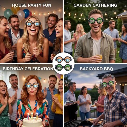 2 PCS Funny Glasses, Funny Glasses for Adults, Two Pairs of Novelty Eyewear for Parties and Costumes, Durable Plastic Frame with Clear Lenses, Lightweight Design for Extended Wear in Saudi Arabia