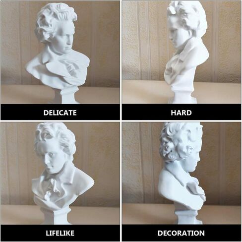 Beethoven Bust Statue Classical Music Composer Bust Figurines Resin Collectible Art Figure Famous Portrait Sculpture for Office Home Gallery in Saudi Arabia