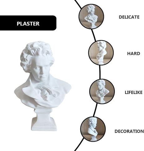 Beethoven Bust Statue Classical Music Composer Bust Figurines Resin Collectible Art Figure Famous Portrait Sculpture for Office Home Gallery in Saudi Arabia