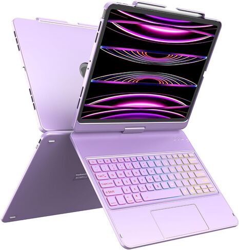 HOTLIFE Keyboard Case for iPad Air 13 inch 2024, Touch Trackpad Keyboard Case for iPad Pro 12.9" inch (4th Gen 2020/ 3th Gen 2018) - 360° Protective with Pencil Holder in Kuwait