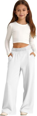Girls Wide Leg Sweatpants Kids Baggy Sweat Pants for Girls Casual Loose Fit Kids Pants with Pockets in Saudi Arabia