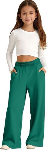 Girls Wide Leg Sweatpants Kids Baggy Sweat Pants for Girls Casual Loose Fit Kids Pants with Pockets in Saudi Arabia