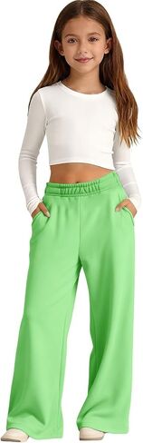 Girls Wide Leg Sweatpants Kids Baggy Sweat Pants for Girls Casual Loose Fit Kids Pants with Pockets in Saudi Arabia
