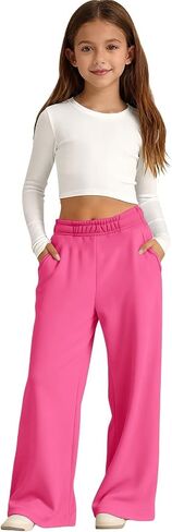 Girls Wide Leg Sweatpants Kids Baggy Sweat Pants for Girls Casual Loose Fit Kids Pants with Pockets in Saudi Arabia