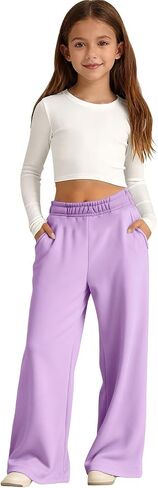 Girls Wide Leg Sweatpants Kids Baggy Sweat Pants for Girls Casual Loose Fit Kids Pants with Pockets in Saudi Arabia