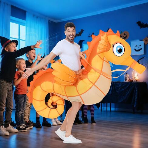 Spinosaurus Inflatable Seahorse Costume Adult,Funny Halloween Costume Men/Women,Blow Up Costumes for Party Cosplay in Saudi Arabia