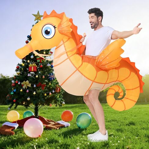 Spinosaurus Inflatable Seahorse Costume Adult,Funny Halloween Costume Men/Women,Blow Up Costumes for Party Cosplay in Saudi Arabia