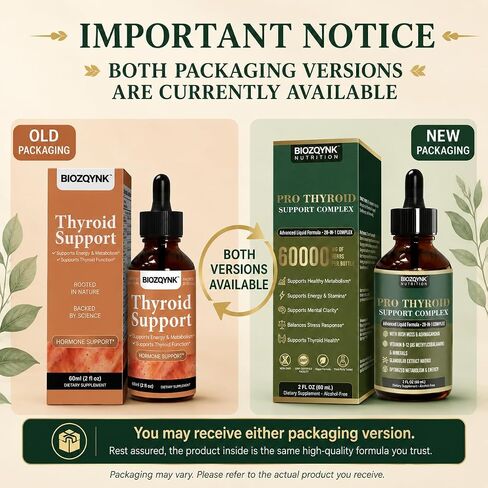 Thyroid Support Drops with Iodine, Selenium, Zinc & Ashwagandha, 2oz | Liquid drops, no pills; iodine, selenium, zinc, B12 & ashwagandha; supports metabolism, energy & focus; vegan & non-GMO in Saudi Arabia