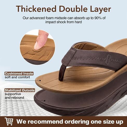 ZURIN Mens Orthotic Flip Flops Recovery Sandals Slides for Men，Comfort Thong Sandals with Plantar Fasciitis Arch Support Thick Athletic Cushion for Sports Exercise Walking Beach Indoor Outdoor in Saudi Arabia