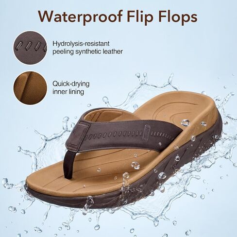 ZURIN Mens Orthotic Flip Flops Recovery Sandals Slides for Men，Comfort Thong Sandals with Plantar Fasciitis Arch Support Thick Athletic Cushion for Sports Exercise Walking Beach Indoor Outdoor in Saudi Arabia