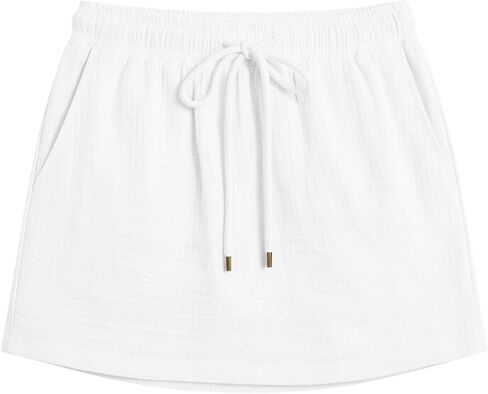 Lmdudan Summer Skirt for Women High Waist Drawstring Lightweight Flowy Ruffle Mini Skirts with Shorts Trendy Beach Vacation in Kuwait