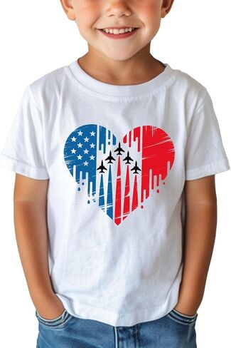 Boys 4th of July Shirt 250th Anniversary T-Shirt Toddler Girls Patriotic Tee American Flag Independence Day 2-8Y in Saudi Arabia