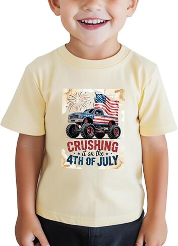 Boys 4th of July Shirt 250th Anniversary T-Shirt Toddler Girls Patriotic Tee American Flag Independence Day 2-8Y in Saudi Arabia