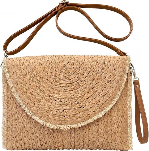 Straw Beach Clutch Purse for Women Summer Woven Handbag Crossbody Envelope Shoulder Bag in Saudi Arabia
