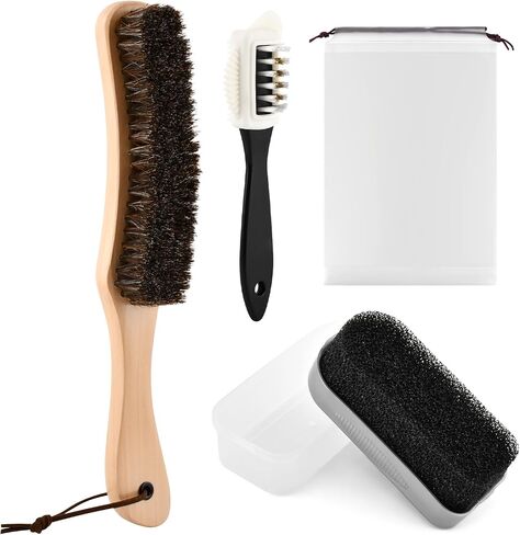 3pcs Cowboy Hat Brush, Horse Hair Brush Felt Hat Brushes Cleaning Kit, Lint Brushes Removes Dust, for Suede, Felt Hats, Coats, Suits, Clothes, Shoes, Furniture,with Storage Bag in Saudi Arabia