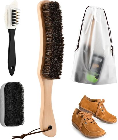 3pcs Cowboy Hat Brush, Horse Hair Brush Felt Hat Brushes Cleaning Kit, Lint Brushes Removes Dust, for Suede, Felt Hats, Coats, Suits, Clothes, Shoes, Furniture,with Storage Bag in Saudi Arabia