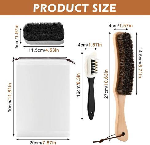 3pcs Cowboy Hat Brush, Horse Hair Brush Felt Hat Brushes Cleaning Kit, Lint Brushes Removes Dust, for Suede, Felt Hats, Coats, Suits, Clothes, Shoes, Furniture,with Storage Bag in Saudi Arabia