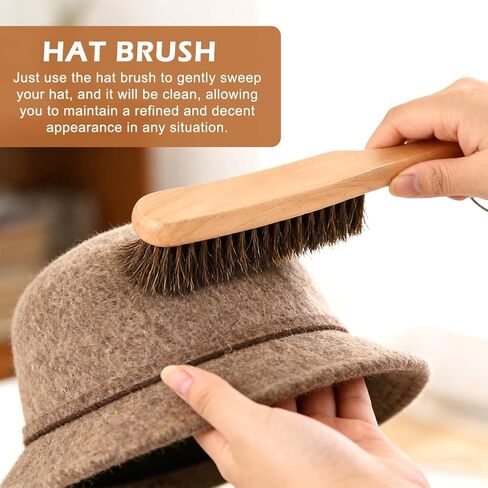 3pcs Cowboy Hat Brush, Horse Hair Brush Felt Hat Brushes Cleaning Kit, Lint Brushes Removes Dust, for Suede, Felt Hats, Coats, Suits, Clothes, Shoes, Furniture,with Storage Bag in Saudi Arabia