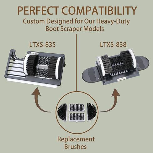 Heavy Duty Boot Scrubber Replacement Brushes Set with Solid Plastic Base - 4-in-1 Shoe Scraper Refill Kit (2 Side, 2 Bottom) & Screws - Custom Fit for Specific Models (Not Universal) in Saudi Arabia