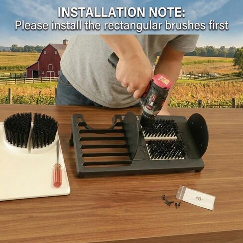 Heavy Duty Boot Scrubber Replacement Brushes Set with Solid Plastic Base - 4-in-1 Shoe Scraper Refill Kit (2 Side, 2 Bottom) & Screws - Custom Fit for Specific Models (Not Universal) in Saudi Arabia