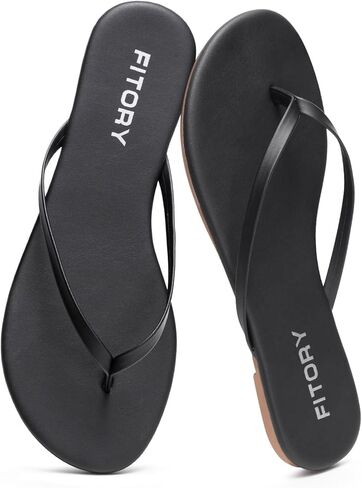 FITORY Women’s Flip Flops, Fashion Casual Thong Walking Slide with Vegan Leather, Comfortable Summer Beach Flat Sandals for 2026 Indoor and Outdoor Size 6-11 in Saudi Arabia