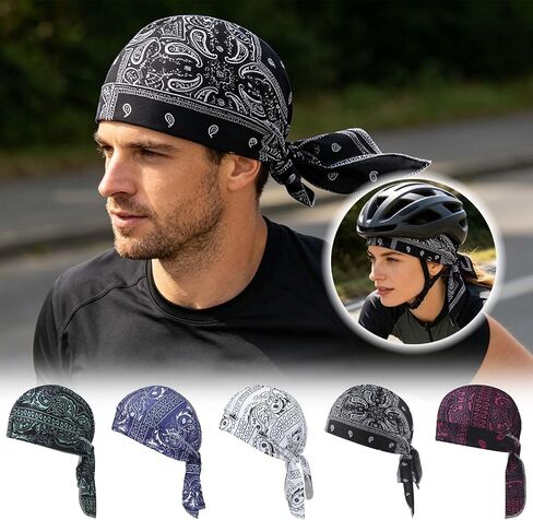 Paisley Cooling Headscarf Cap Helmet Liner Cycling Sports Cap Breathable Sweat Wicking Head Wrap Bandana Hat for Men Women in Saudi Arabia