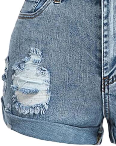 Nivne Tco Teen Girls Denim Shorts - High Waist Rolled Hem Ripped Design Button & Zipper Fly Jean Shorts with 5 Pockets in Kuwait