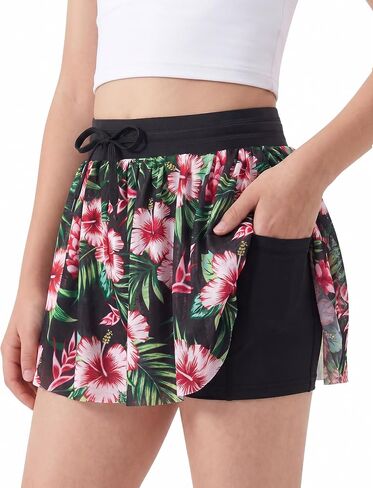 Kids4ever Girls Athletic Shorts with Liner Pockets Girl 2 in 1 Flowy Short 7-14Y in Saudi Arabia