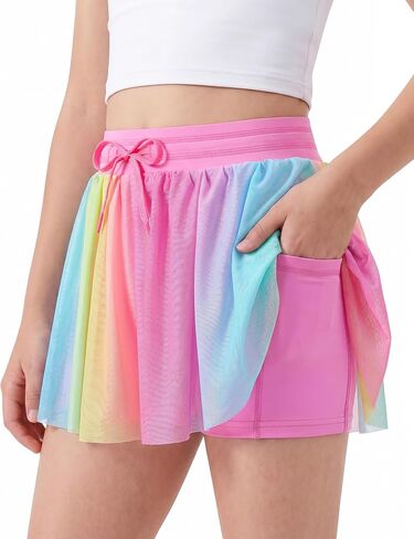 Kids4ever Girls Athletic Shorts with Liner Pockets Girl 2 in 1 Flowy Short 7-14Y in Saudi Arabia