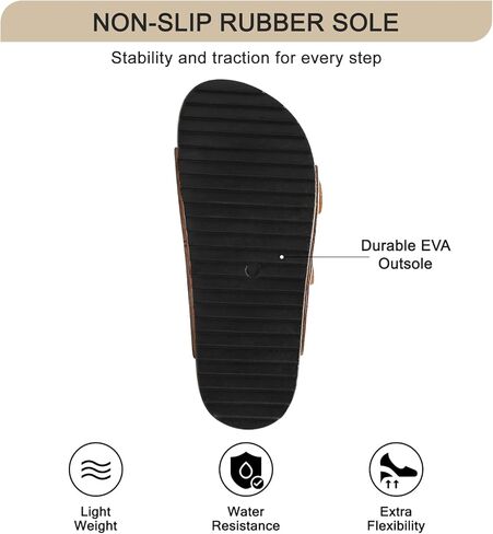 Women's Platform Sandals With Cork Footbed Suede Studded Sandals Adjustable Double Buckle Wide Widths Walking Chunky Sandals for Summer Shoes Fashion Thick Soled Mules Slides Beach Footwear in Saudi Arabia