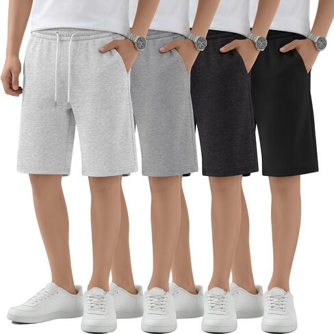 4 Pack Boys Athletic Shorts Teen Casual Summer Drawstring Basketball SweatShorts for Kid with Pockets 5-14 Years in Kuwait