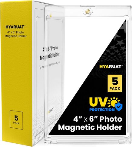 4x6 Photo Magnetic Holders - 5 Pack Clear Hard Plastic Picture Frame Cases with Stronger Magnet, UV Protection for 4 x 6 Inch Photos, Postcards in Saudi Arabia