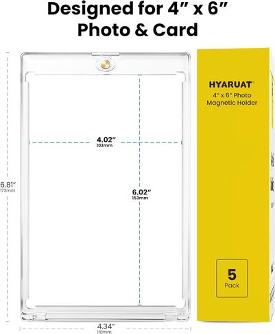 4x6 Photo Magnetic Holders - 5 Pack Clear Hard Plastic Picture Frame Cases with Stronger Magnet, UV Protection for 4 x 6 Inch Photos, Postcards in Saudi Arabia