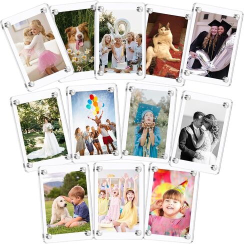 12PCS Magnetic Acrylic Photo Frames,2.36 x 3.54 Inch Double Sided Mini Picture Frames,Clear Magnet Photo Display Frame for Fridge,Locker,Home,Office,Refrigerator in Saudi Arabia
