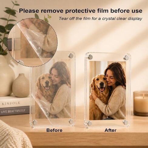 12PCS Magnetic Acrylic Photo Frames,2.36 x 3.54 Inch Double Sided Mini Picture Frames,Clear Magnet Photo Display Frame for Fridge,Locker,Home,Office,Refrigerator in Saudi Arabia