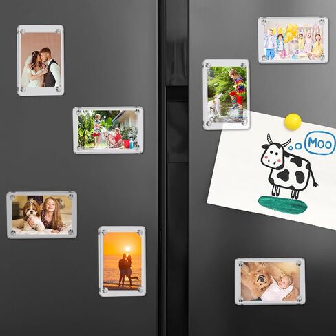 12PCS Magnetic Acrylic Photo Frames,2.36 x 3.54 Inch Double Sided Mini Picture Frames,Clear Magnet Photo Display Frame for Fridge,Locker,Home,Office,Refrigerator in Saudi Arabia