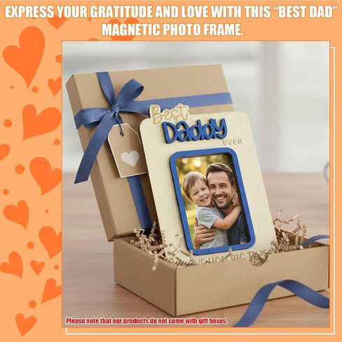 Daddy Wooden Magnetic Photo Frame, Best Daddy Ever Fridge Magnet Display, Fathers Day Birthday Gifts, Magnet Photo Frame for Refrigerator Locker (Fit 2" x 3" Photo) in Saudi Arabia