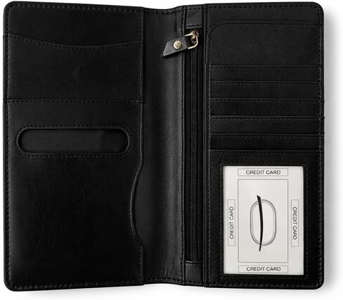 Brown Leather Family Passport Holder - Travel Document Organizer Wallet with Card Slots ID Window Zipper Closure for Multi Passport Storage Travel Use, 5 x 9 in Saudi Arabia