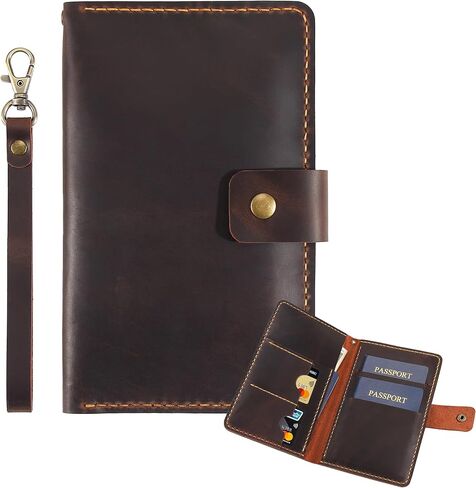 Handmade Vintage Leather Passport Holder for Couples – Travel Wallet Cover Case for Women & Men, Essential Travel Accessory (Coffee) in Saudi Arabia